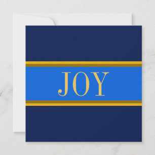 Cartes Pour Fêtes Annuelles JOY Fête Royal Navy Bleu Jaune Doré Rayures