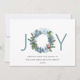 Cartes Pour Fêtes Annuelles Joy Landscape Wreath Noël Forest Grey