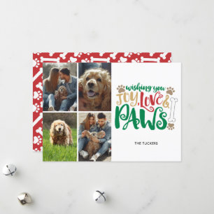 Cartes Pour Fêtes Annuelles Joy Love Paws Peace Photo Rouge 4-Photo