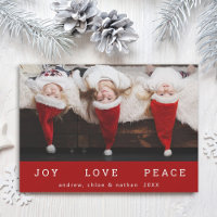 JOY LOVE PEACE Noël Funny Photo Rouge