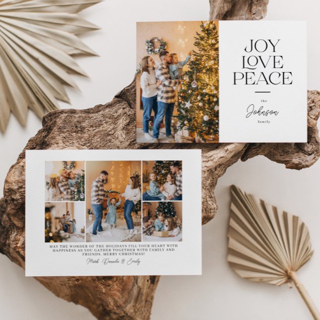 Cartes Pour Fêtes Annuelles Joy Love Peace Typographie Paysage Noël (Créateur téléchargé)