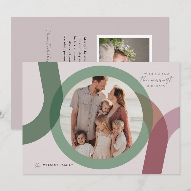 Cartes Pour Fêtes Annuelles JOY Modern 2 Photo Noël (Devant / Derrière)