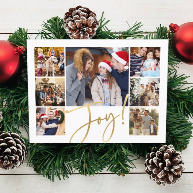 Cartes Pour Fêtes Annuelles Joy Modern Photo Collage (Créateur téléchargé)