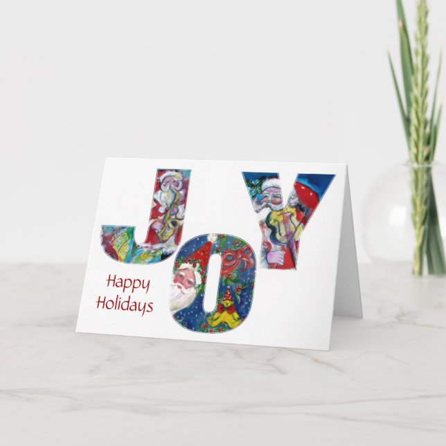 CARTES POUR FÊTES ANNUELLES JOY MUSICAL PÈRE NOËL NOËL REMERCIE (Devant)