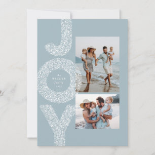 Cartes Pour Fêtes Annuelles Joy neiger moucheté glace bleu deux photo Noël