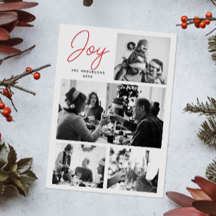 Cartes Pour Fêtes Annuelles Joy Noël   Salutation de famille multi-photo moder