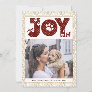 Cartes Pour Fêtes Annuelles JOY Paws Gold   Amateurs d'animaux de compagnie Pi
