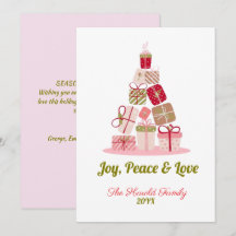 Joy Peace and Love Christmas Tree Card