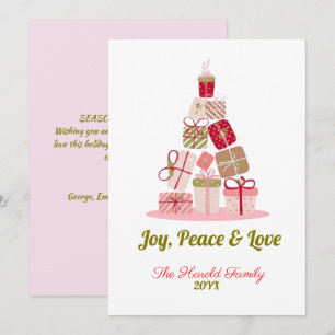 Cartes Pour Fêtes Annuelles Joy Peace and Love Christmas Tree Card