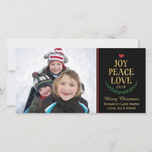 Cartes Pour Fêtes Annuelles Joy Peace Love Simple Faux-Parties scintillant Car