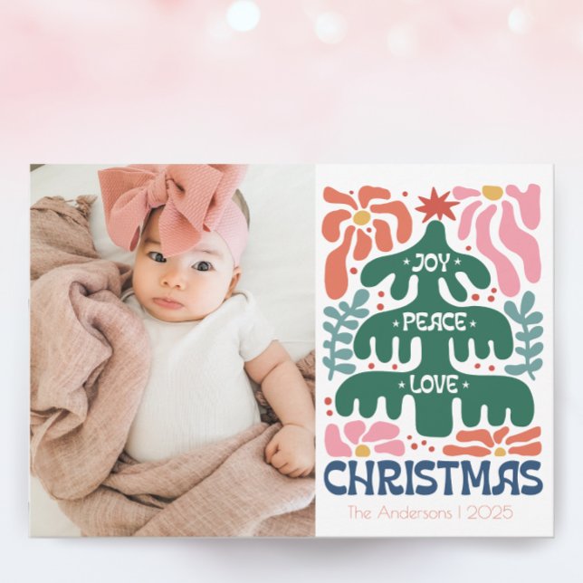 Cartes Pour Fêtes Annuelles Joy Peace Retro Noël (Créateur téléchargé)
