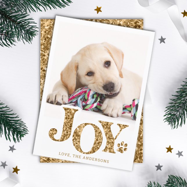 Cartes Pour Fêtes Annuelles JOY Personnalisé Animaux de compagnie Photo Gold E (Créateur téléchargé)