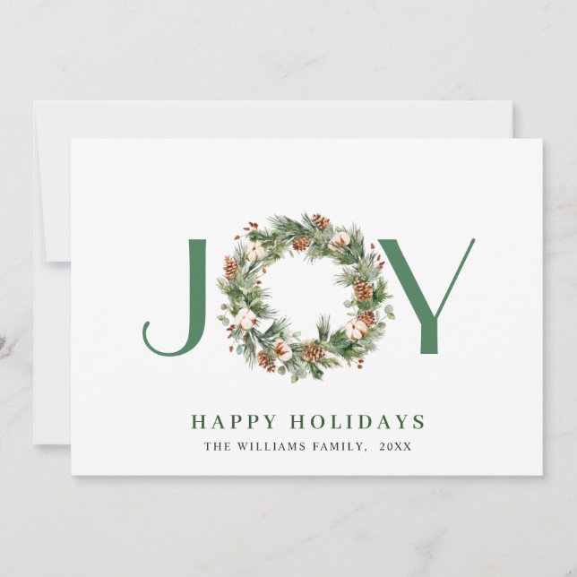 Cartes Pour Fêtes Annuelles JOY Pine Cones Fir Wreath Noël (Devant)