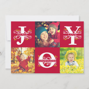 Cartes Pour Fêtes Annuelles Joy Red and White 4 Photo Noël