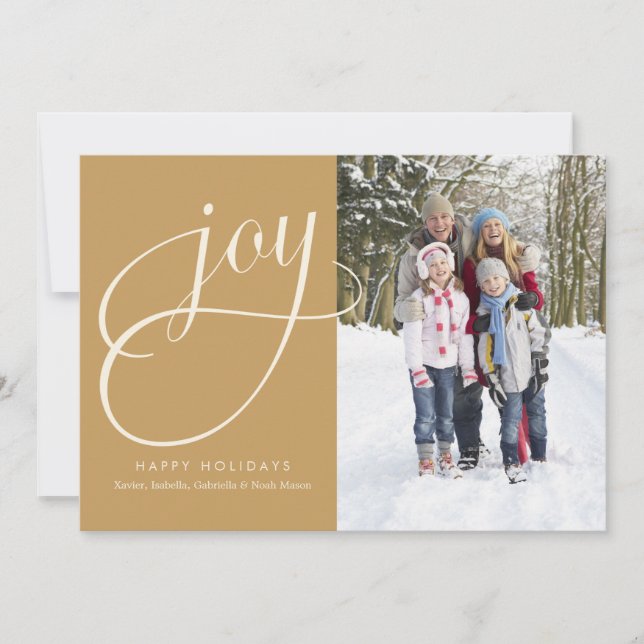 Cartes Pour Fêtes Annuelles Joy Script | Doré (Devant)