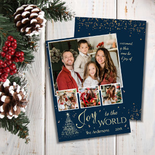 Cartes Pour Fêtes Annuelles Joy to the world 4 photo collage mignon Noël