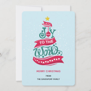 Cartes Pour Fêtes Annuelles Joy to the World Christmas Citation Typographie