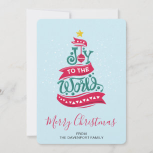 Cartes Pour Fêtes Annuelles Joy to the World Christmas Citation Typographie