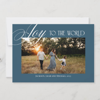 Cartes Pour Fêtes Annuelles Joy to the World Christmas Design Blue
