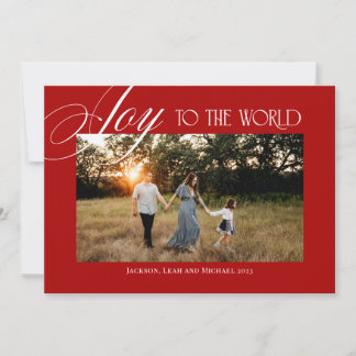 Cartes Pour Fêtes Annuelles Joy to the World Christmas Design Red