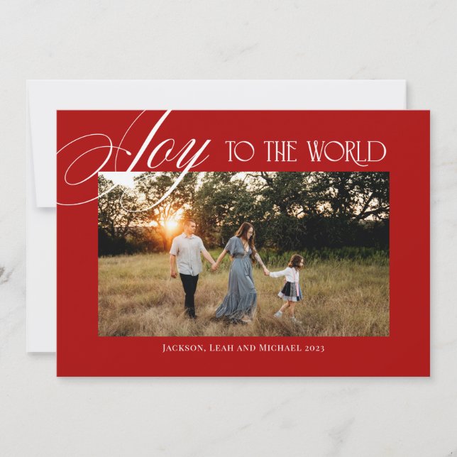 Cartes Pour Fêtes Annuelles Joy to the World Christmas Design Red (Devant)