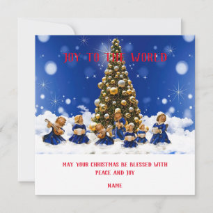 Cartes Pour Fêtes Annuelles Joy to the World Christmas Flat Greeting Card