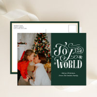 Joy to the World Green Calligraphy Photo Modern