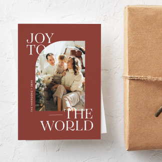 Cartes Pour Fêtes Annuelles Joy to the World Modern Type Christmas Photo 