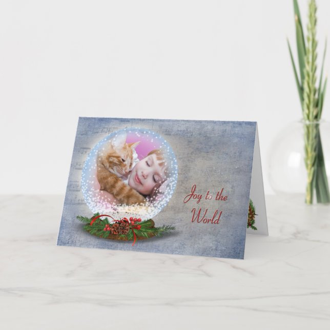 Cartes Pour Fêtes Annuelles Joy to the World Photo Snow (Devant)