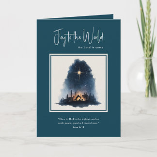 Cartes Pour Fêtes Annuelles Joy to the World Watercolor Nativity Christmas