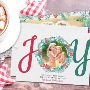 Cartes Pour Fêtes Annuelles JOY Winter Foliage 2 Photo Aquarelle