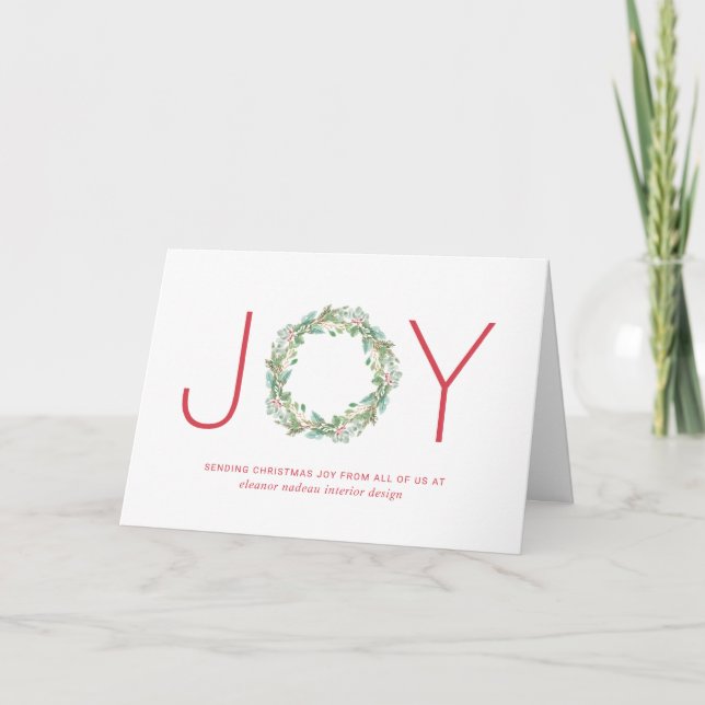Cartes Pour Fêtes Annuelles Joy Wreath Élégante Entreprise Noël d'entreprise (Devant)