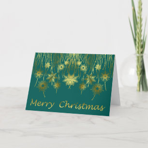 Cartes Pour Fêtes Annuelles Joyaux Green et Gold Star Noël