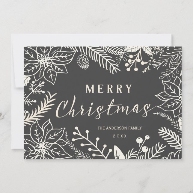 CARTES POUR FÊTES ANNUELLES JOYE NOËL HIVER FOLIAGE PHOTO DU CLAVIER (Devant)