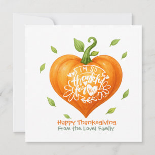 Cartes Pour Fêtes Annuelles Joyeuse Action de grâce Cœur reconnaissant Citroui