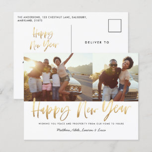 Cartes Pour Fêtes Annuelles joyeuse année script or multi photo nouvel an 