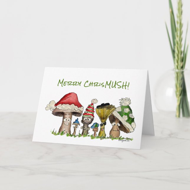 Cartes Pour Fêtes Annuelles Joyeuse bande dessinée de champignons de Noël de (Devant)