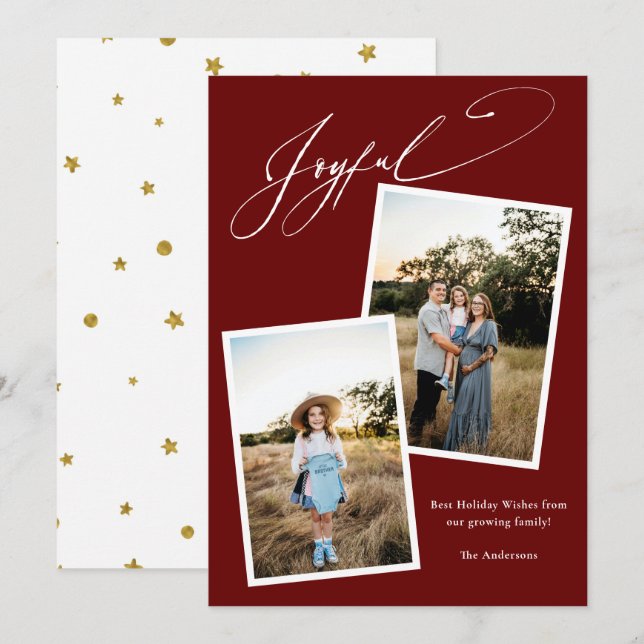 Cartes Pour Fêtes Annuelles Joyeuse calligraphie Rouge Noël Grossesse (Devant / Derrière)