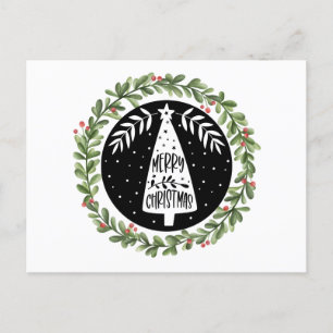 Cartes Pour Fêtes Annuelles Joyeuse couronne d'aquarelle de Noël