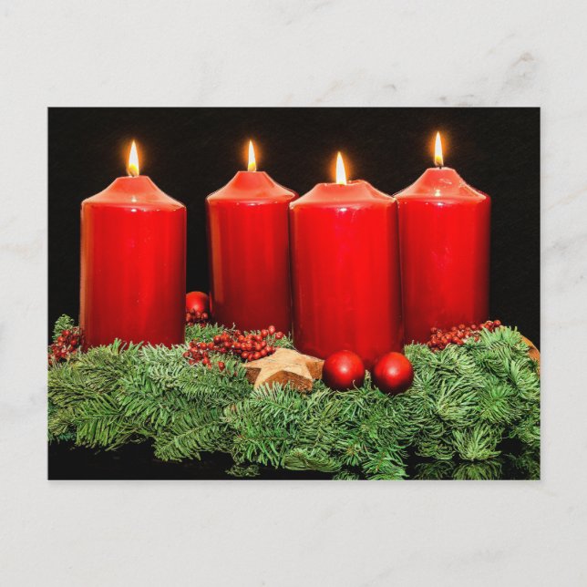 Cartes Pour Fêtes Annuelles Joyeuse couronne d'avent de noël (Devant)