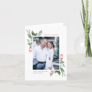 Cartes Pour Fêtes Annuelles Joyeuse et brillante aquarelle Holly Berries Photo