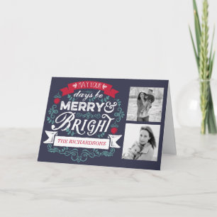 Cartes Pour Fêtes Annuelles Joyeuse et brillante typographie de Noël Bannière 