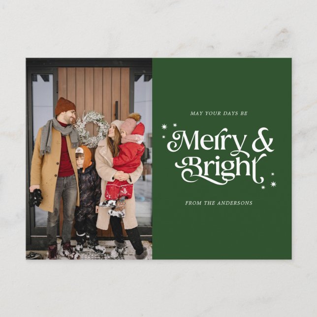 Cartes Pour Fêtes Annuelles Joyeuse et brillante typographie Noël (Devant)