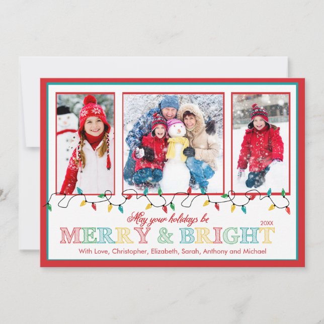 Cartes Pour Fêtes Annuelles Joyeuse et lumineuse salutation de photo des (Devant)