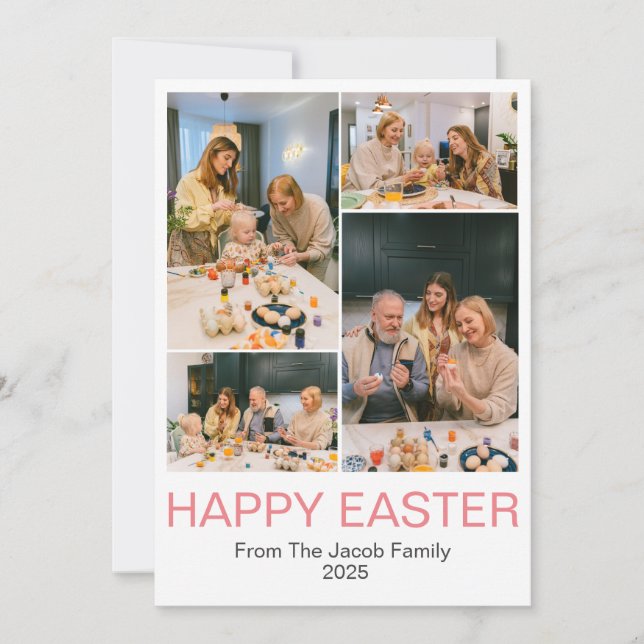 Cartes Pour Fêtes Annuelles Joyeuse famille de Pâques, quatre Pâques collage p (Devant)
