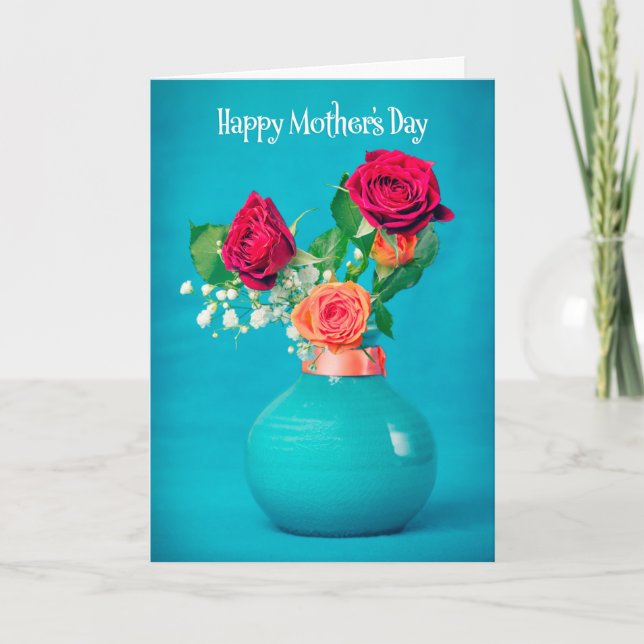 Cartes Pour Fêtes Annuelles Joyeuse Fête des Mères Beaux Roses (Devant)
