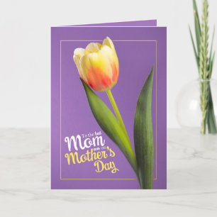 Cartes Pour Fêtes Annuelles Joyeuse Fête des mères Belle Tulipe Jaune sur Viol