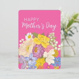 Cartes Pour Fêtes Annuelles Joyeuse Fête des Mères Floral Blooms 