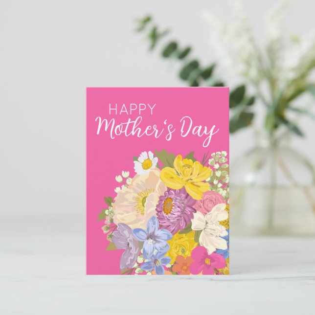 Cartes Pour Fêtes Annuelles Joyeuse Fête des mères florales (Debout devant)