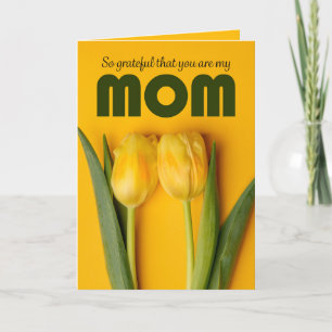 Cartes Pour Fêtes Annuelles Joyeuse Fête des mères Maman Deux Tulipes Jaunes